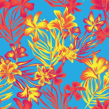 Moda tekstil, grafik, arka plan ve el sanatları için Doğulu çiçek desensiz arkaplan