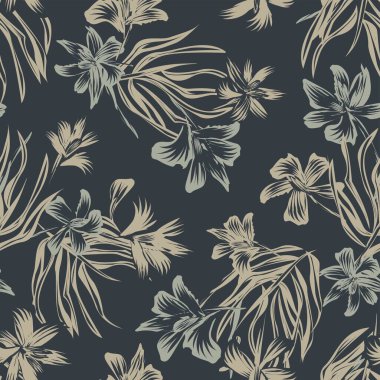 Moda tekstil, grafik, arka plan ve el sanatları için Doğulu çiçek desensiz arkaplan