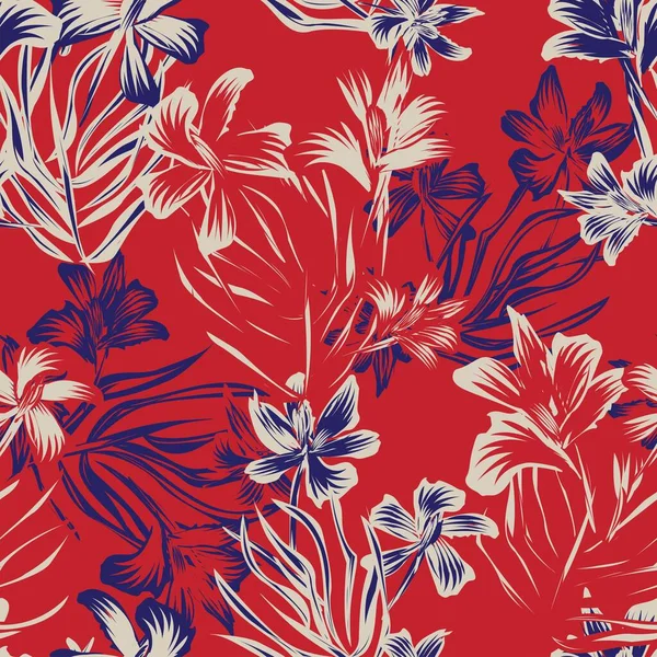 Oriental Floral Sem Costura Fundo Padrão Para Têxteis Moda Gráficos — Vetor de Stock