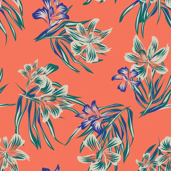 东方花卉无缝图案背景 用于时尚纺织品 背景和工艺 — 图库矢量图片