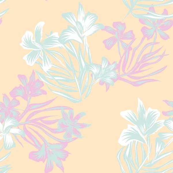 東洋の花のシームレスなパターンの背景のためのファッション繊維 グラフィック 背景や工芸品 — ストックベクタ