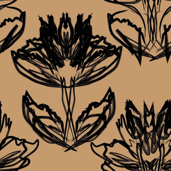 花のブラシは ファッション繊維 グラフィック 背景や工芸品のためのシームレスなパターンデザインをストローク — ストックベクタ