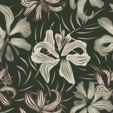 Moda tekstil, grafik, arka plan ve el sanatları için Doğulu çiçek desensiz arkaplan