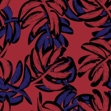 Moda tekstil, grafik ve el sanatları için tropik yapraksız desen tasarımı