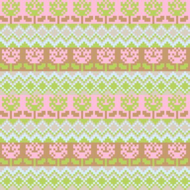 Floral fair isle pattern design for fashion textiles, knitwear and graphics