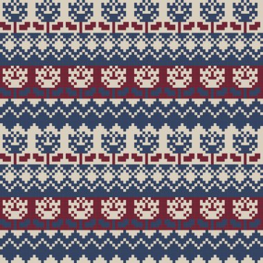 Floral fair isle pattern design for fashion textiles, knitwear and graphics