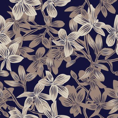 Moda tekstil, grafik, arka plan ve el sanatları için Doğulu çiçek desensiz arkaplan