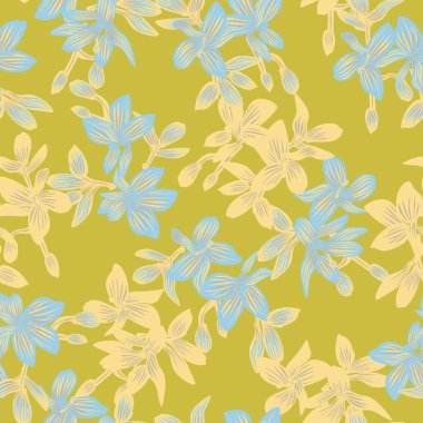 Moda tekstil, grafik, arka plan ve el sanatları için Doğulu çiçek desensiz arkaplan