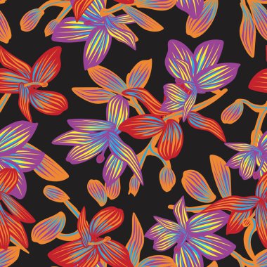 Moda tekstil, grafik, arka plan ve el sanatları için Doğulu çiçek desensiz arkaplan