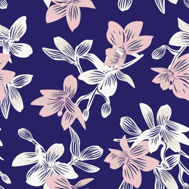 Moda tekstil, grafik, arka plan ve el sanatları için Doğulu çiçek desensiz arkaplan