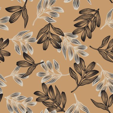 Moda tekstil, grafik ve el sanatları için tropik yapraksız desen tasarımı