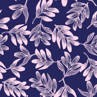 Moda tekstil, grafik ve el sanatları için tropik yapraksız desen tasarımı