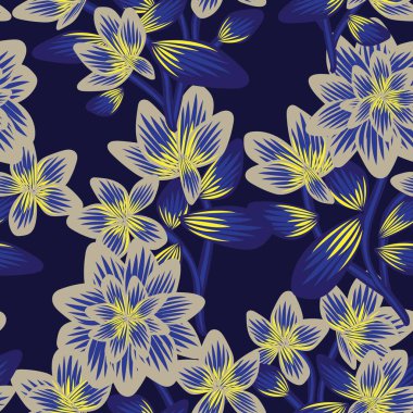 Oriental Floral seamless pattern design for fashion textiles, graphics, backgrounds and crafts