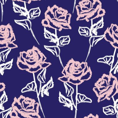 Moda tekstil, grafik, arkaplan ve el sanatları için soyut Rose Çiçeksiz desen tasarımı