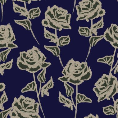 Moda tekstil, grafik, arkaplan ve el sanatları için soyut Rose Çiçeksiz desen tasarımı