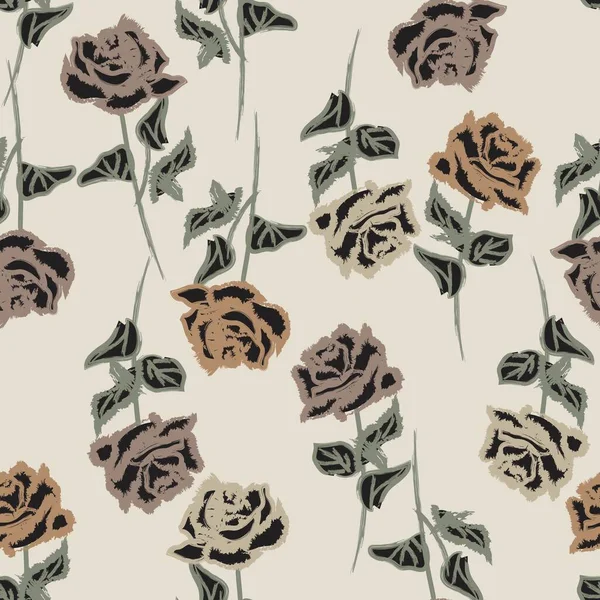 Abstraktes Rose Floral Nahtloses Muster Design Für Modetextilien Grafiken Hintergründe — Stockvektor