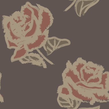 Moda tekstil, grafik, arkaplan ve el sanatları için soyut Rose Çiçeksiz desen tasarımı