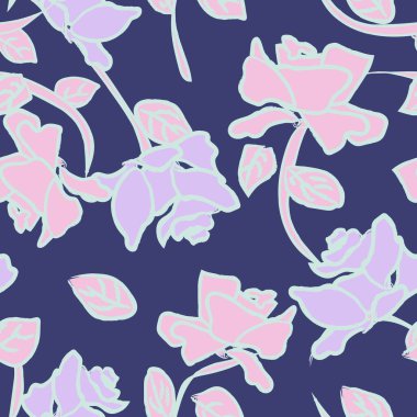 Moda tekstil, grafik, arkaplan ve el sanatları için soyut Rose Çiçeksiz desen tasarımı