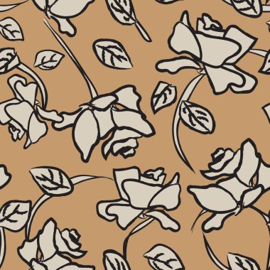 Moda tekstil, grafik, arkaplan ve el sanatları için soyut Rose Çiçeksiz desen tasarımı