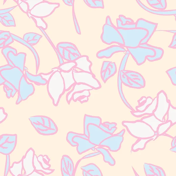 概要ファッション繊維 グラフィック 背景や工芸品のためのバラの花シームレスパターンデザイン — ストックベクタ