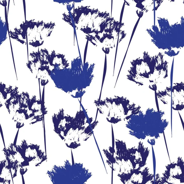 Blue Abstract Design Padrão Sem Costura Floral Para Têxteis Moda —  Vetores de Stock