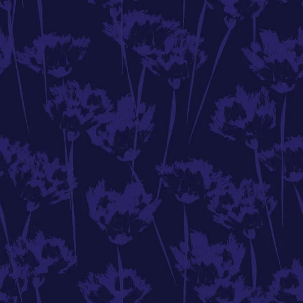 Blue Abstract Květinový Bezešvý Vzor Design Pro Módní Textil Grafiku — Stockový vektor