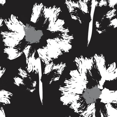 Moda tekstil, grafik, arkaplan ve el sanatları için tek renkli çiçek desensiz desen tasarımı