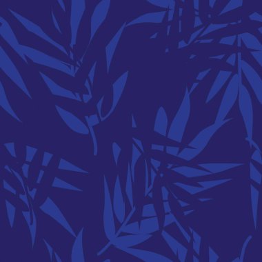 Moda tekstil, grafik ve el sanatları için Mavi Tropikal Yaprak kusursuz desen tasarımı