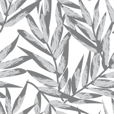 Moda tekstil, grafik ve el sanatları için tek renkli Tropikal Yaprak kusursuz desen tasarımı