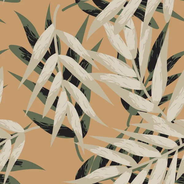 Couleur Neutre Tropical Leaf Design Motifs Sans Couture Pour Les — Image vectorielle