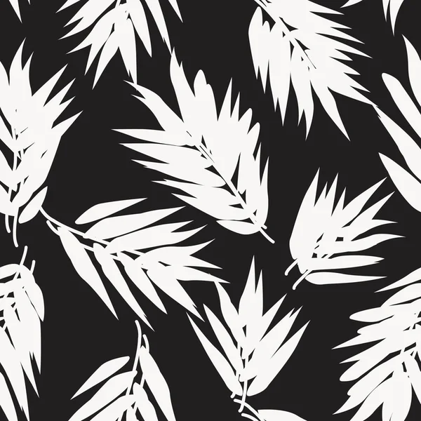 Conception Motif Sans Couture Monochrome Tropical Leaf Pour Les Textiles — Image vectorielle