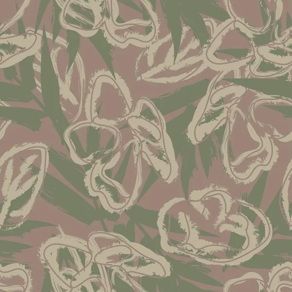 Neutrální Barva Abstraktní Květinový Bezešvý Vzor Design Pro Módní Textil — Stockový vektor