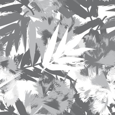 Moda tekstil, grafik ve el sanatları için tek renkli Tropikal Yaprak kusursuz desen tasarımı