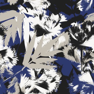 Moda tekstil, grafik ve el sanatları için Mavi Tropikal Yaprak kusursuz desen tasarımı