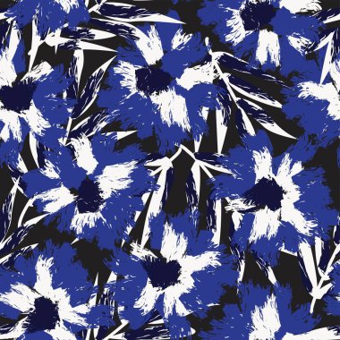 Moda tekstil, grafik, arka plan ve el sanatları için Mavi Soyut Çiçeksiz desenli tasarım