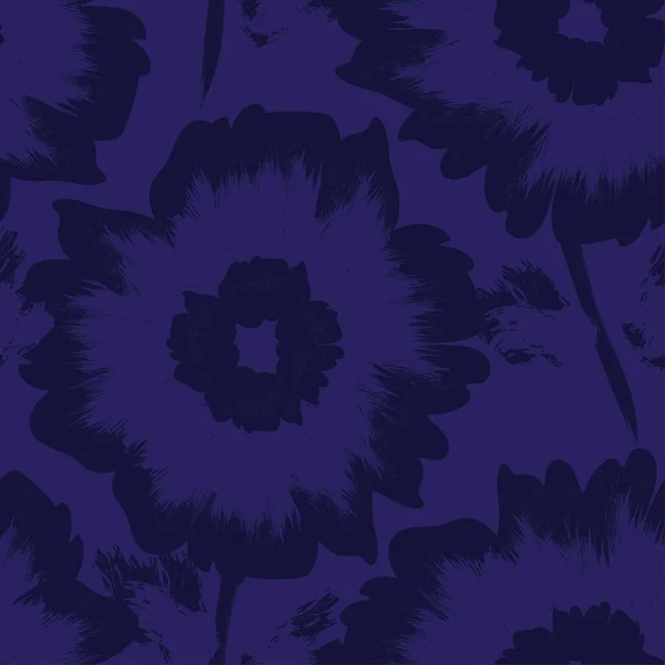 Синяя Абстракция Цветочный Дизайн Бесшовный Шаблон Моды Текстиля Графики Фона — стоковый вектор