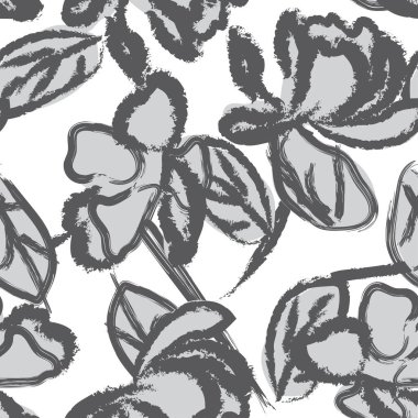 Moda tekstil, grafik, arkaplan ve el sanatları için tek renkli çiçek desensiz desen tasarımı