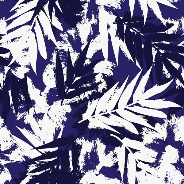 Diseño Patrones Sin Costura Blue Tropical Leaf Para Textiles Gráficos — Archivo Imágenes Vectoriales
