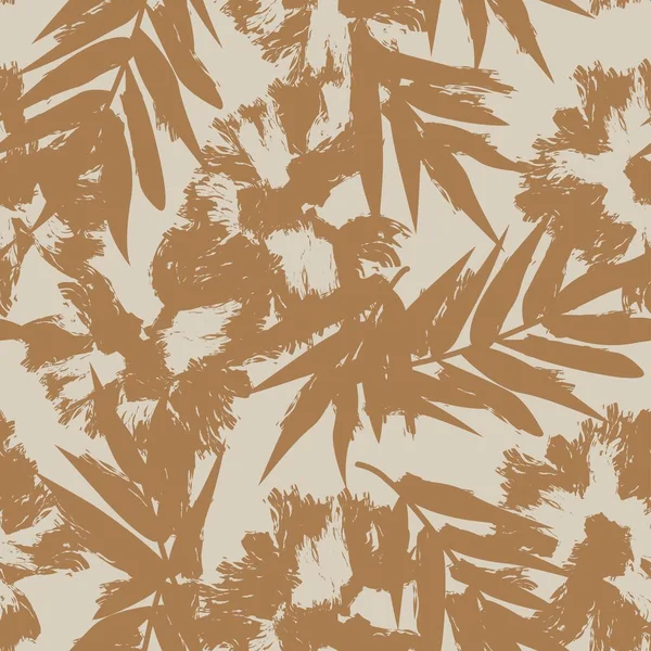 Neutral Colour Tropical Leaf Nahtloses Muster Design Für Modetextilien Grafiken — Stockvektor