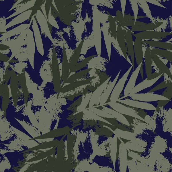 Warna Netral Tropical Leaf Desain Pola Mulus Untuk Tekstil Mode - Stok Vektor
