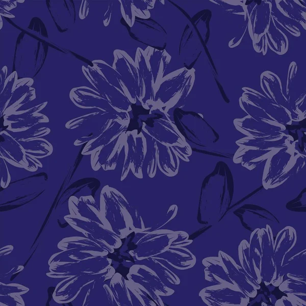 Blue Abstract Floral Nahtloses Muster Design Für Modetextilien Grafiken Hintergründe — Stockvektor