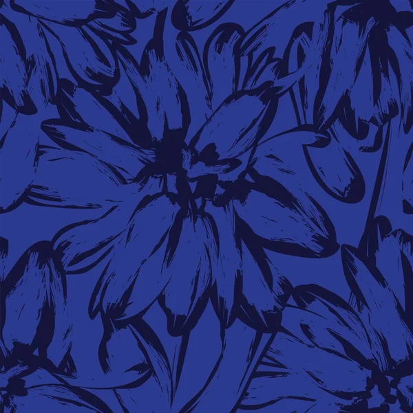 Blue Abstract Květinový Bezešvý Vzor Design Pro Módní Textil Grafiku — Stockový vektor