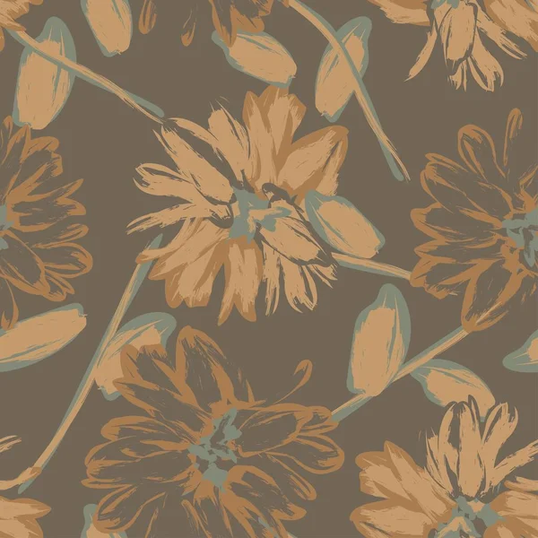 Color Neutro Resumen Diseño Floral Sin Costuras Para Textiles Moda — Archivo Imágenes Vectoriales
