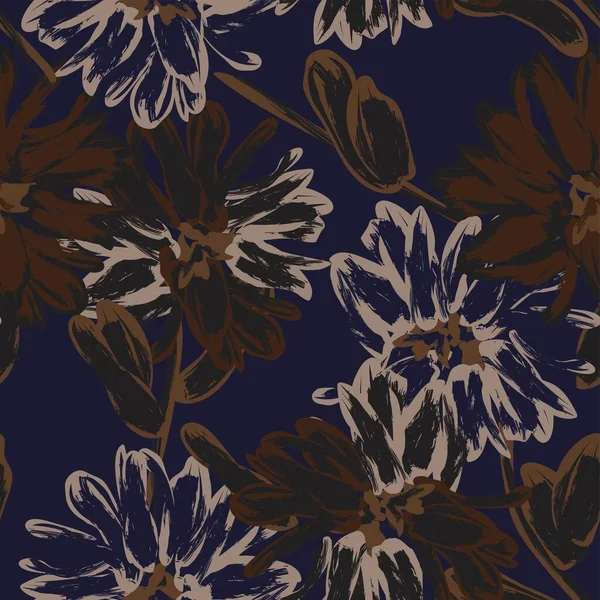 Cor Neutra Abstract Design Padrão Sem Costura Floral Para Têxteis —  Vetores de Stock