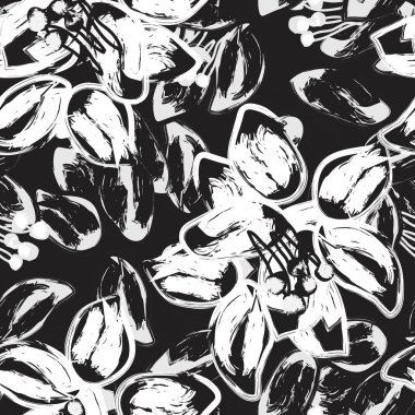 Moda tekstil, grafik, arkaplan ve el sanatları için tek renkli çiçek desensiz desen tasarımı