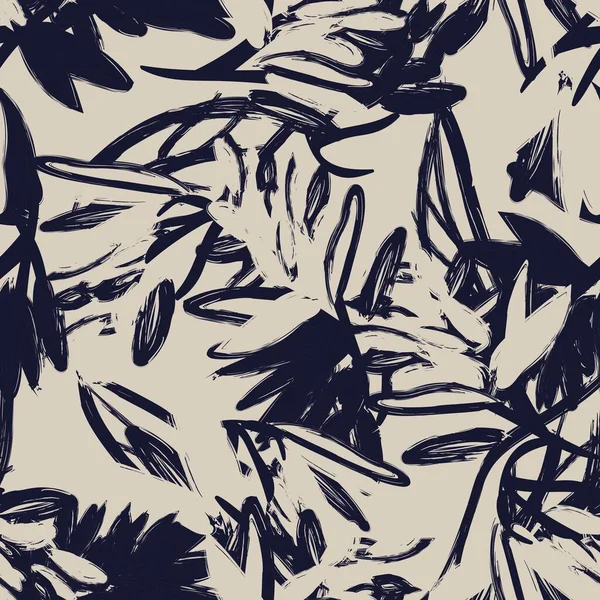 Neutrale Farbe Abstraktes Florales Nahtloses Muster Design Für Modetextilien Grafiken — Stockvektor