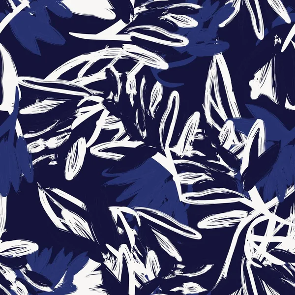 Kék Kivonat Virágos Zökkenőmentes Minta Design Divat Textíliák Grafika Hátterek — Stock Vector