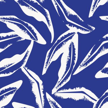 Moda tekstil, grafik ve el sanatları için Mavi Tropikal Yaprak kusursuz desen tasarımı