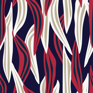 Moda tekstil, grafik ve el sanatları için Kırmızı Tropik Yaprak kusursuz desen tasarımı