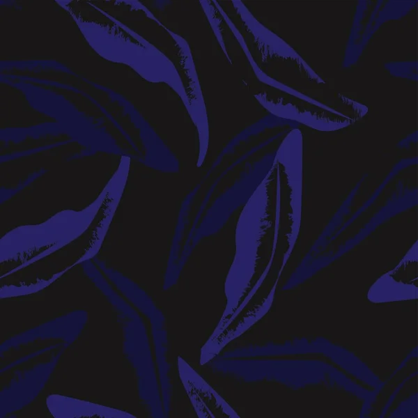 Diseño Patrones Sin Costura Blue Tropical Leaf Para Textiles Gráficos — Vector de stock
